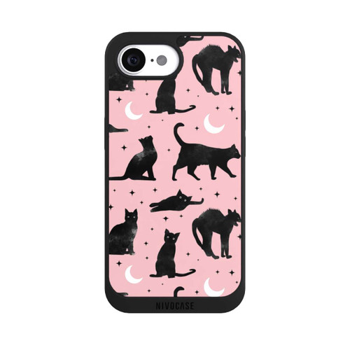 Apple iPhone 16e NIVOpure Katzen und Mond auf Rosa