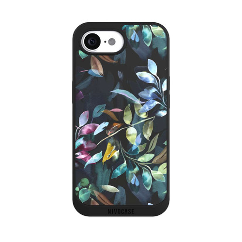 Apple iPhone 16e NIVOpure Aquarelle Feuilles Mystiques Noir