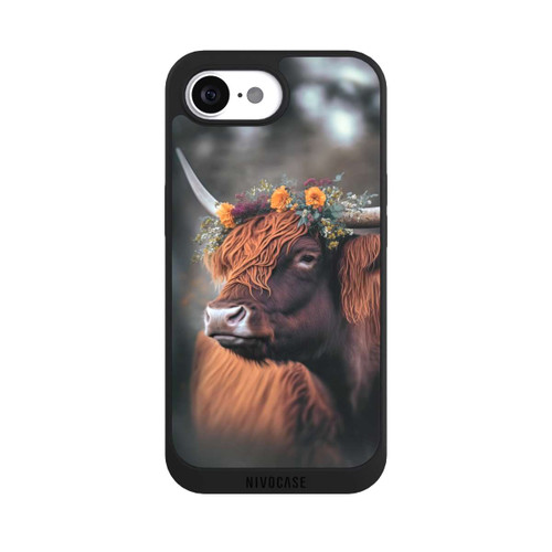 Apple iPhone 16e NIVOpure Vache des Highlands avec des fleurs avec IA