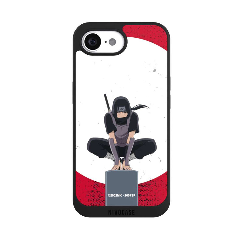 iPhone 16e NIVOpure Itachi Uchiha Symbol Roter Hintergrund