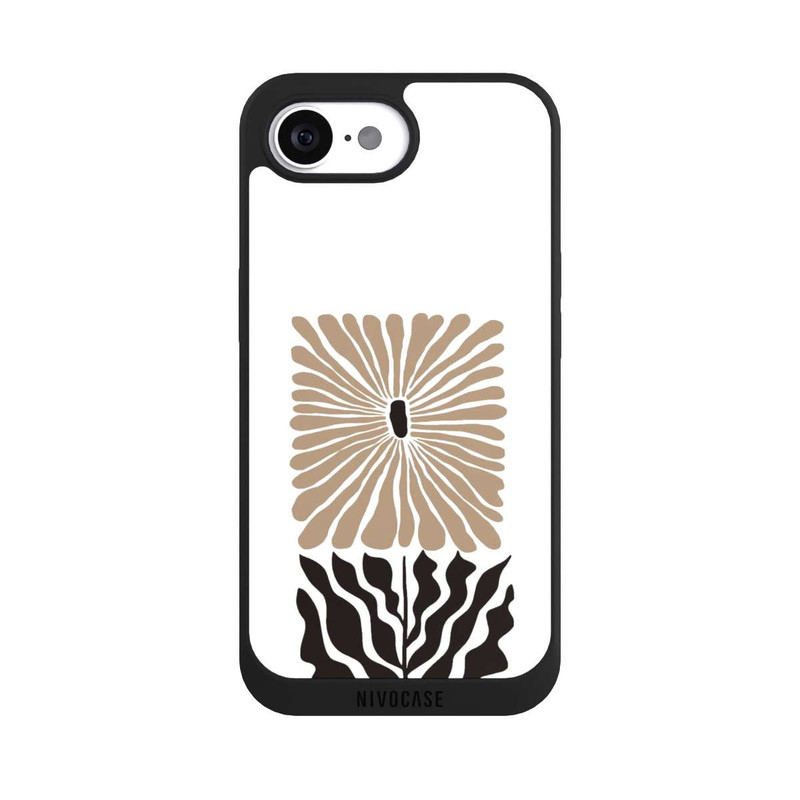 iPhone 16e NIVOpure Fleur Bohème Marron sur Blanc