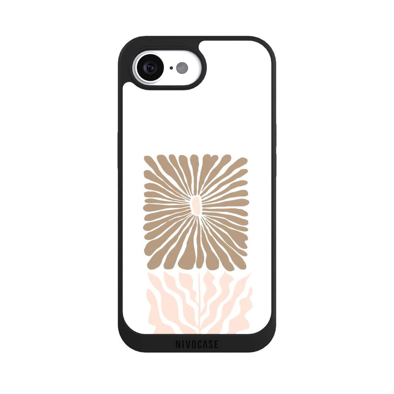 iPhone 16e NIVOpure Eckige Blume Hellbraun