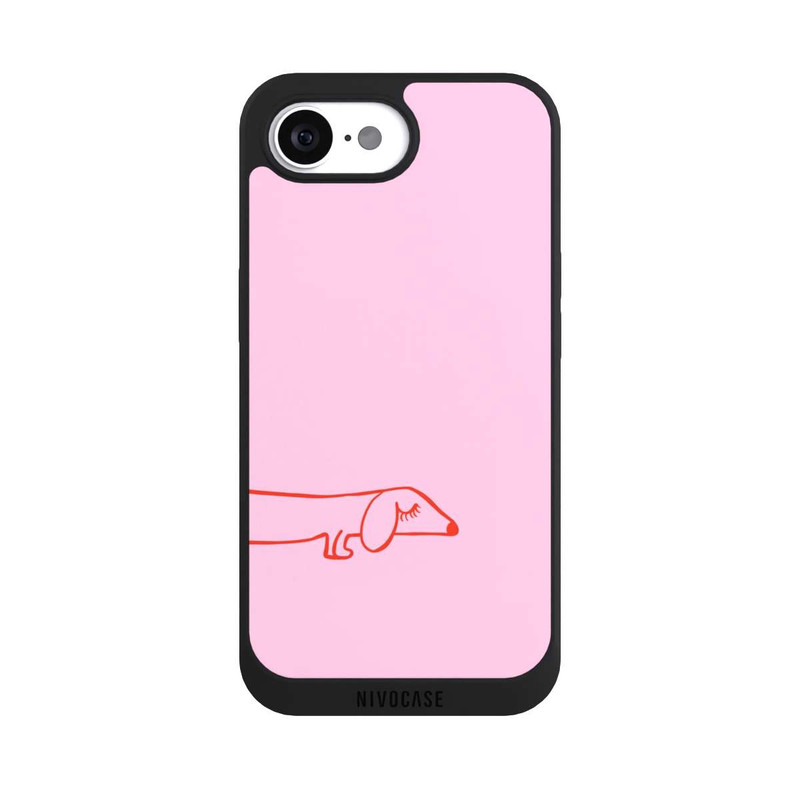 iPhone 16e NIVOpure Dachshund Illustration Pink