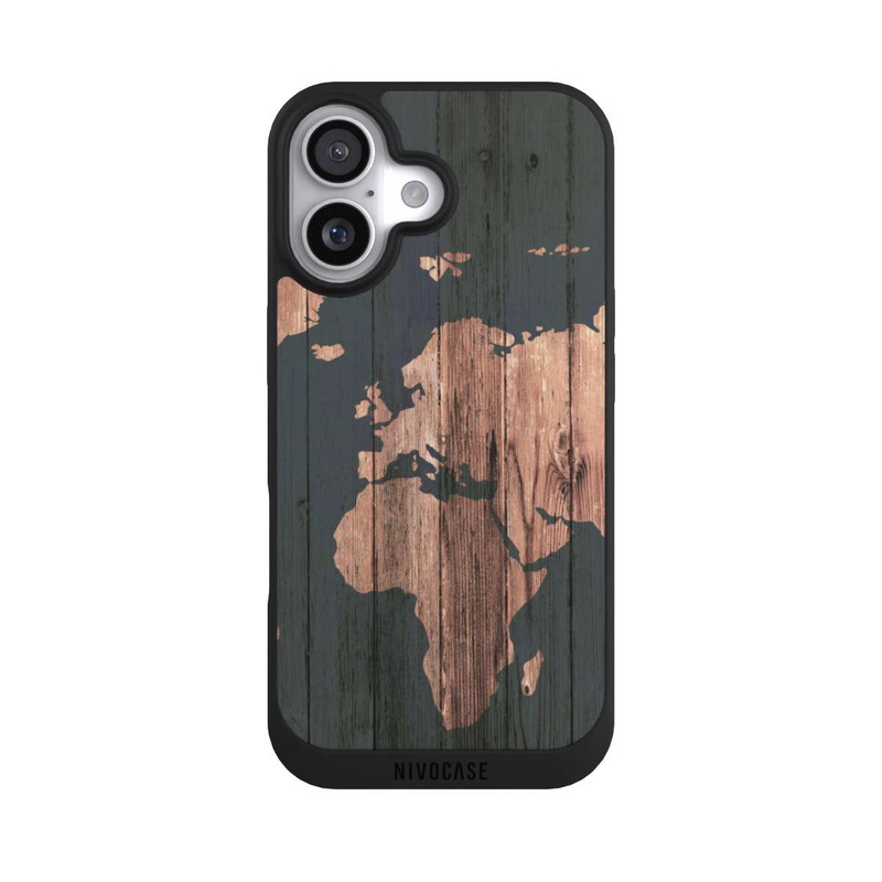 iPhone 17 NIVOpure Carte du Monde Effet bois