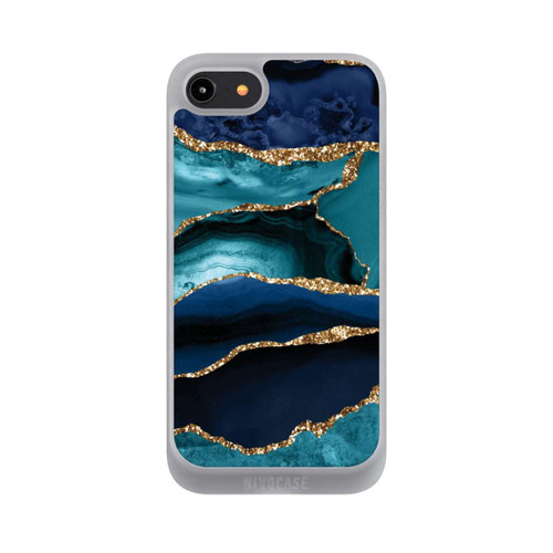 Apple iPhone 7 NIVOpure Dark and Light Blue Marble Gold Glitter Look