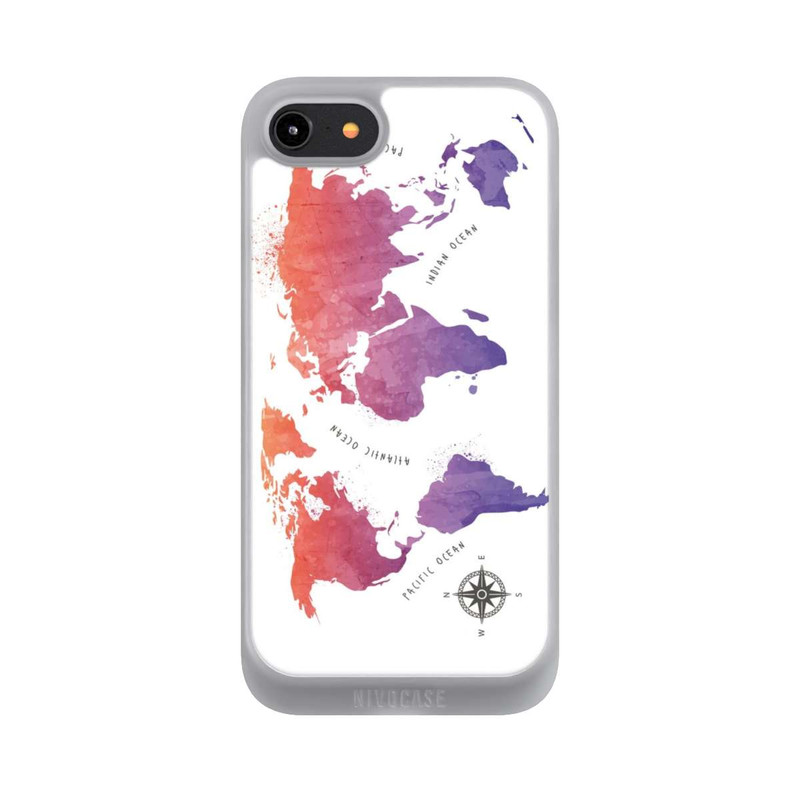 iPhone 7 NIVOpure Worldmap (Watercolor) white