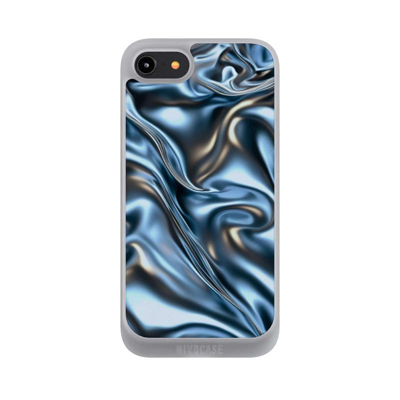 iPhone 7 NIVOpure Glänzender Stoff Chrome Metallic Blau mit KI