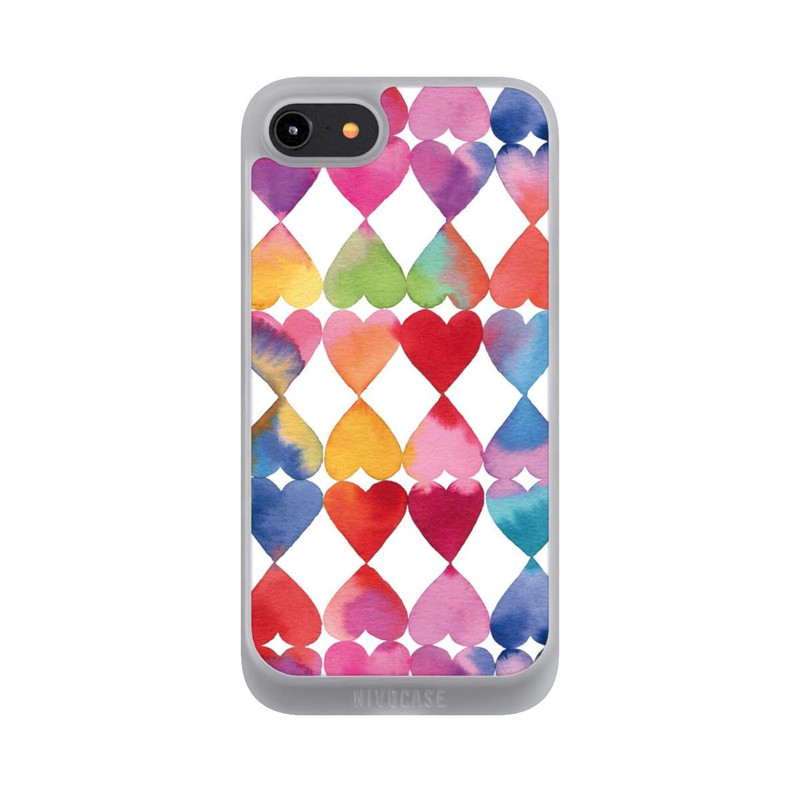 iPhone 7 NIVOpure Colorful Watercolor Hearts Pattern