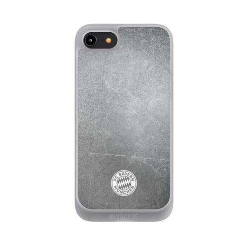 Apple iPhone 8 NIVOpure Klassisches FCB Logo Klein - Weiß auf Metalllook