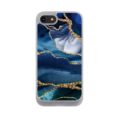 Apple iPhone 8 NIVOpure  Blauer Marmor Gold Glitzer Look
