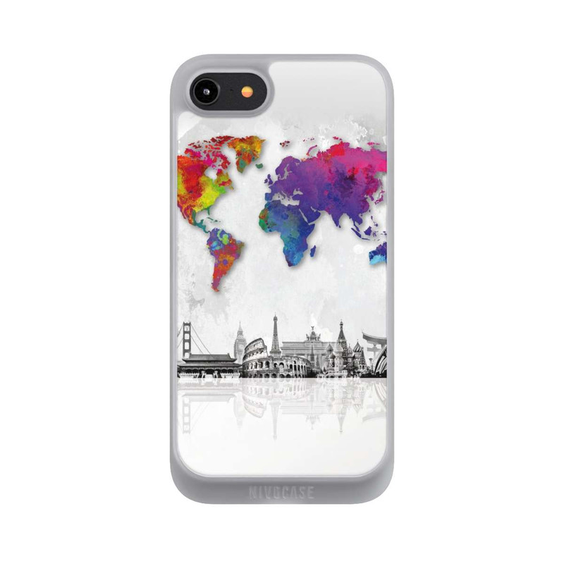 iPhone 8 NIVOpure Weltkarte mit Skyline