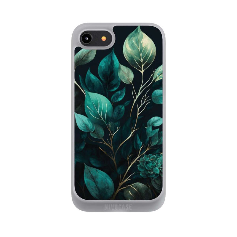 iPhone 8 NIVOpure Grüne Eukalyptus Blätter mit dunklem Hintergrund mit KI