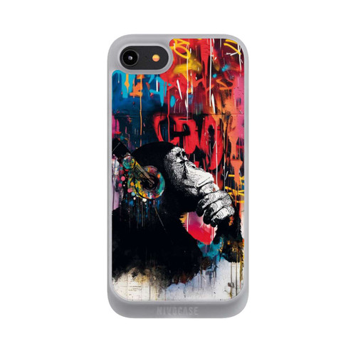 Apple iPhone 8 NIVOpure Affe Stereo Kopfhörer Graffiti Street Art Blau