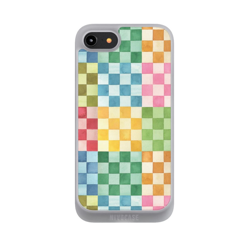 iPhone 8 NIVOpure Checkerboard Watercolor Chess Geometric Red