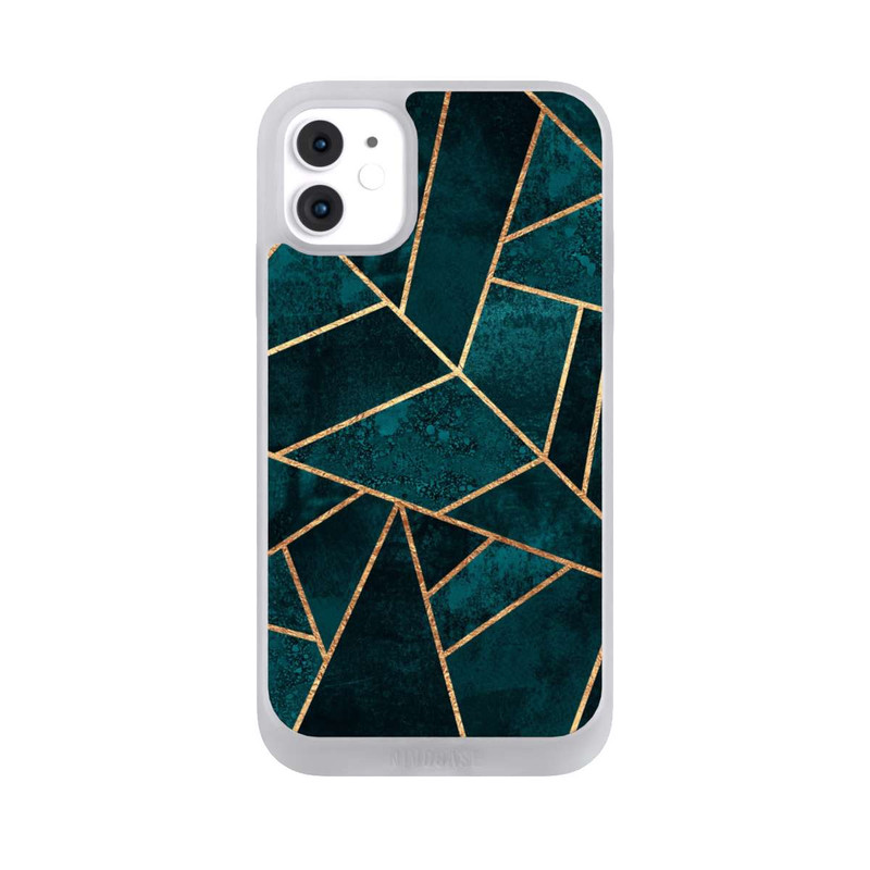 iPhone 11 NIVOpure Tief Blaugrün Stein Gold Druck