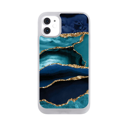 Apple iPhone 11 NIVOpure Dark and Light Blue Marble Gold Glitter Look