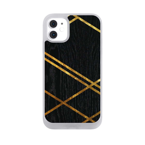 Apple iPhone 11 NIVOpure Schwarzes geometrisches Muster Goldene Streifen