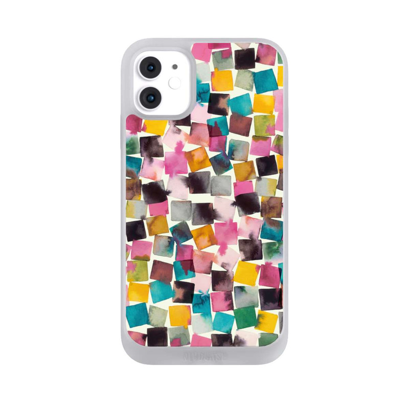 iPhone 11 NIVOpure Aquarell geometrische Plaids rosa