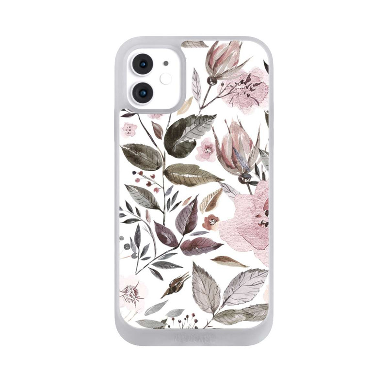iPhone 11 NIVOpure Aquarelle Fleurs Roses Brunes