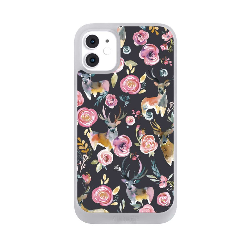 iPhone 11 NIVOpure Hirsche und Blumen Anthrazit