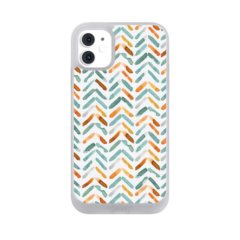 iPhone 11 NIVOpure Elegantes Herbstchevron Blau Orange