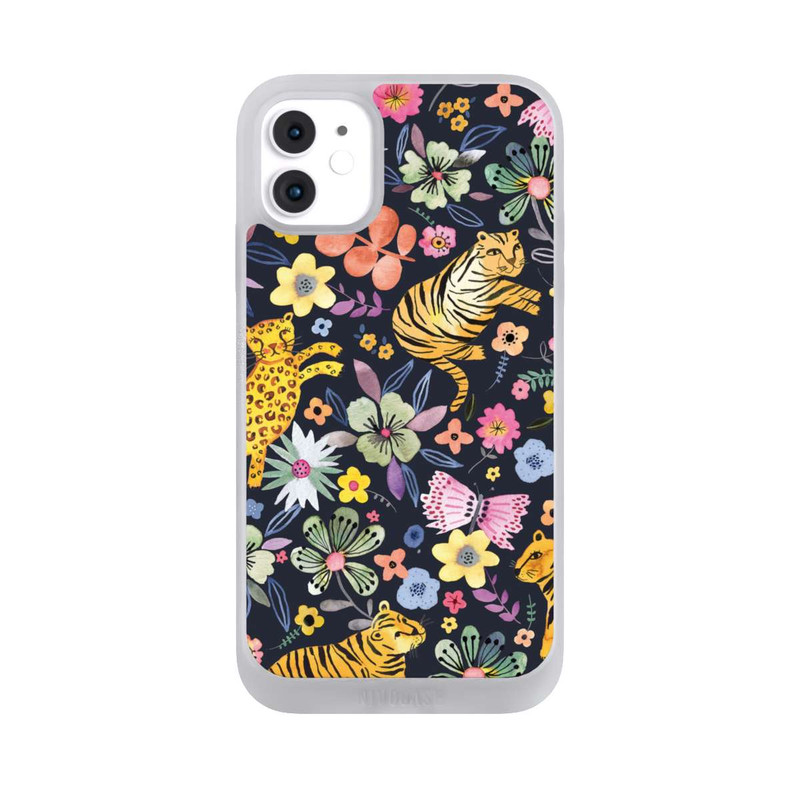 iPhone 11 NIVOpure Frühlingsblumen mit Tiger schwarz