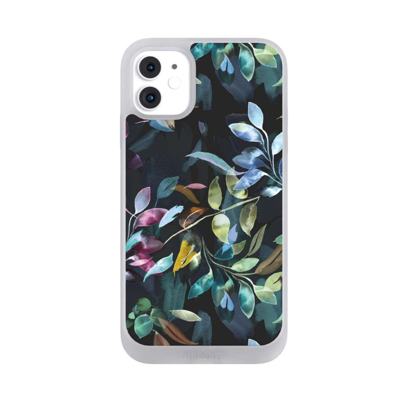iPhone 11 NIVOpure Mystische Aquarellblätter schwarz