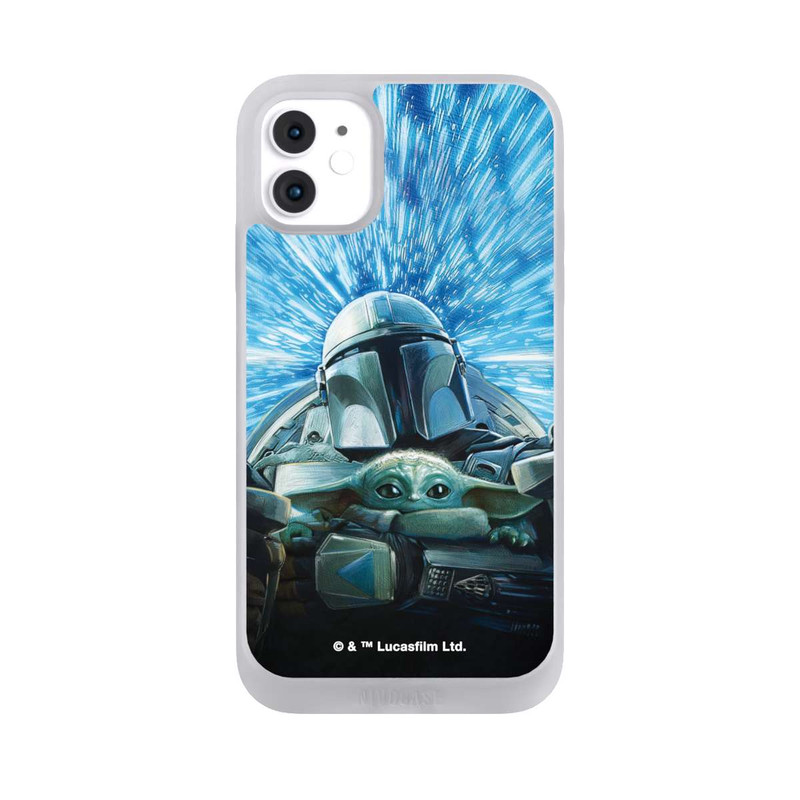 iPhone 11 NIVOpure Grogu und Mando fliegen blau