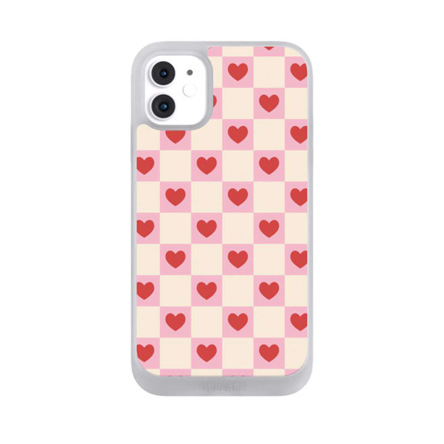 Apple iPhone 11 NIVOpure Cœurs à Carreaux Roses Saint-Valentin