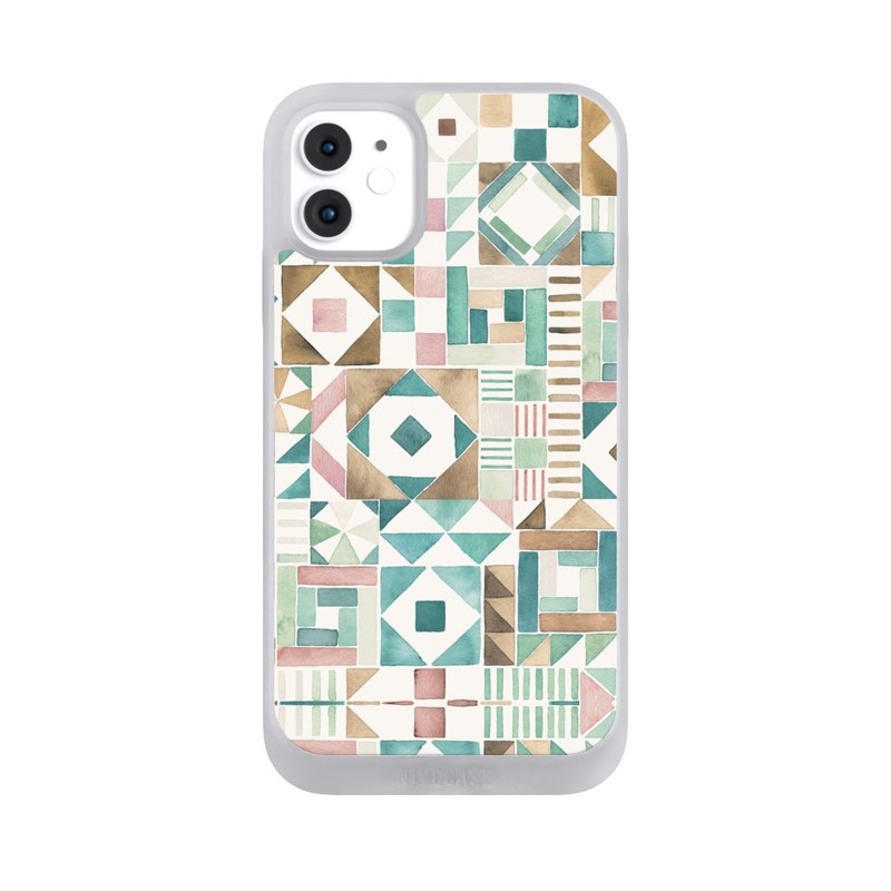 iPhone 11 NIVOpure Geometric Blocks Retro Vintage Patchwork Green