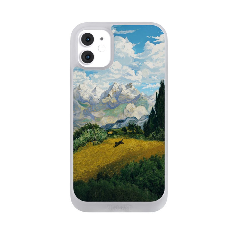 iPhone 11 NIVOpure Wheat field with cypresses by van Gogh with cat with AI