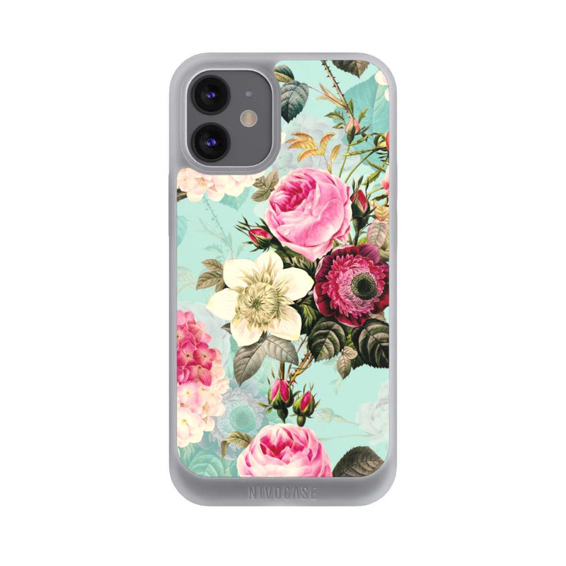 iPhone 12 mini NIVOpure Turquoise Wallpaper Roses