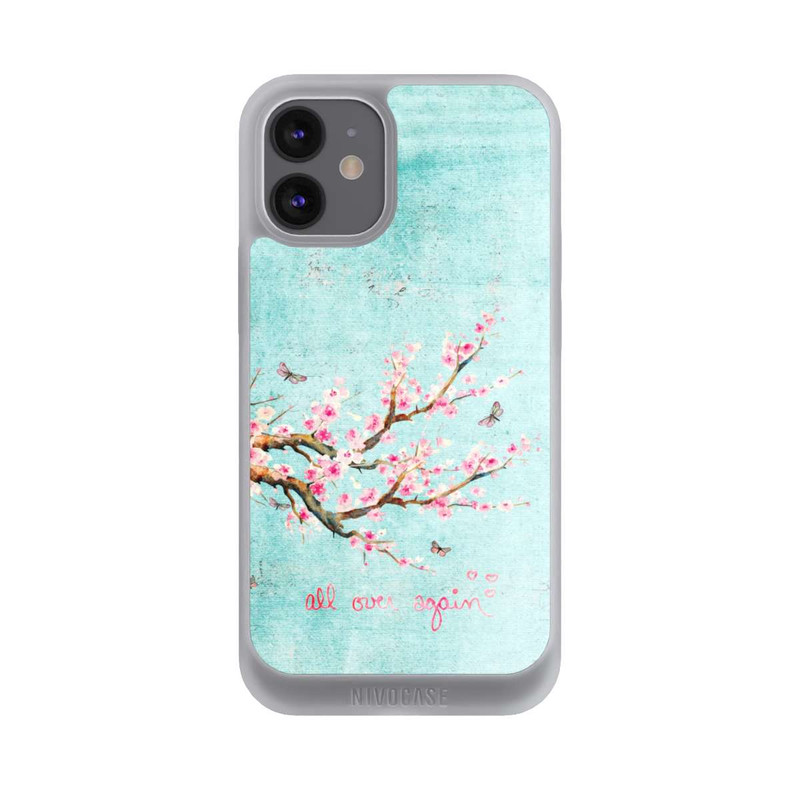 iPhone 12 mini NIVOpure Motif d'arbre en fleurs de cerisier bleu
