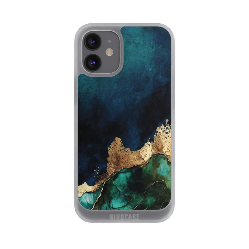 iPhone 12 mini NIVOpure Bleu pétrole avec or
