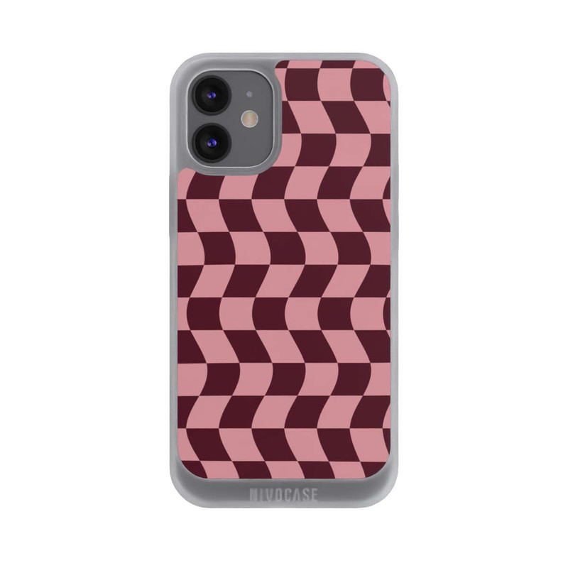 iPhone 12 mini NIVOpure Schachbrett Rot-Rosa