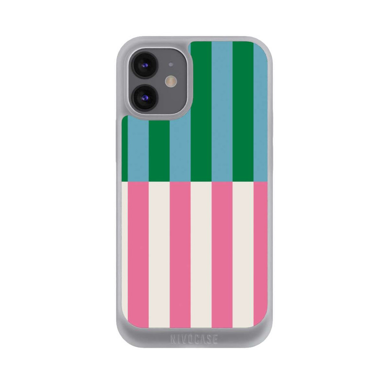 iPhone 12 mini NIVOpure Streifenmuster Grün Rosa
