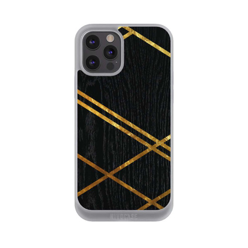 Apple iPhone 12 Pro NIVOpure Schwarzes geometrisches Muster Goldene Streifen