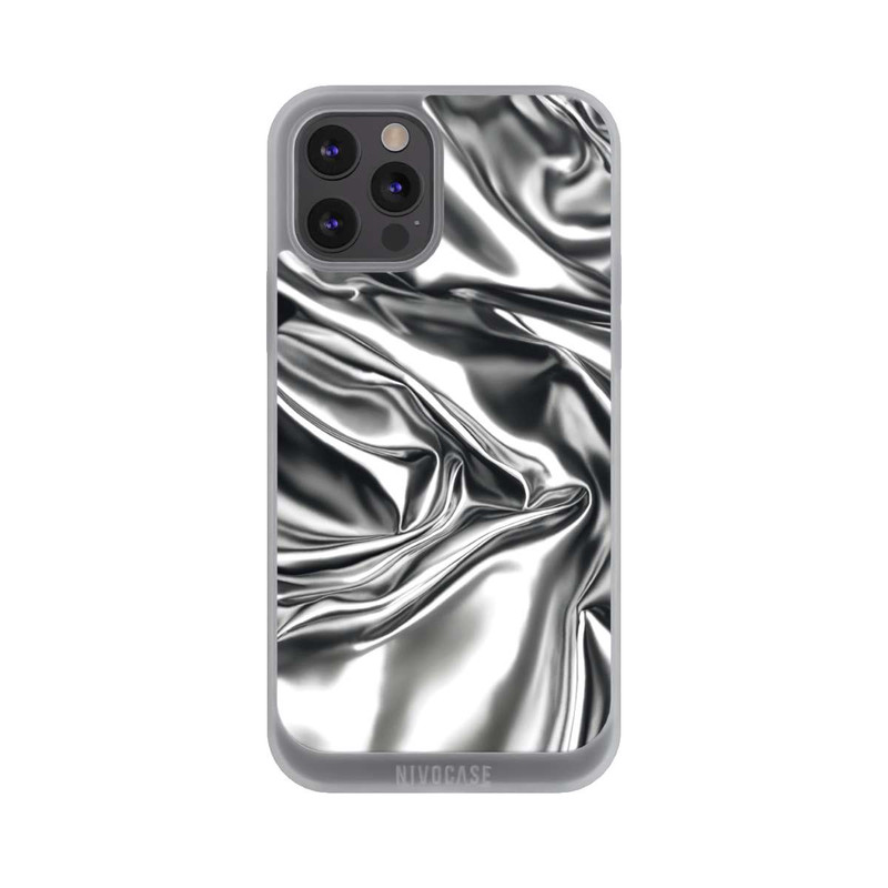 iPhone 12 Pro NIVOpure Glänzeder Chrome Silber Stoff mit KI