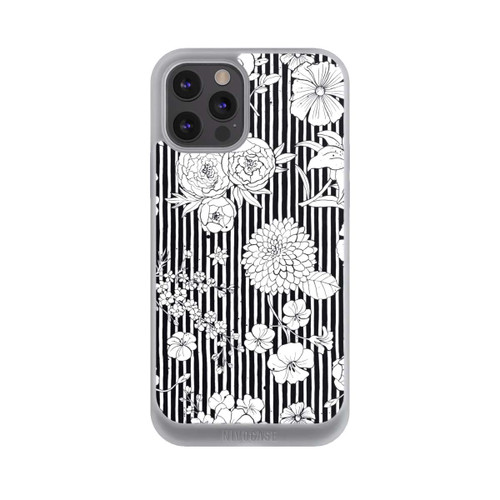 Apple iPhone 12 Pro Max NIVOpure Blumen und Streifen Schwarz und Weiß