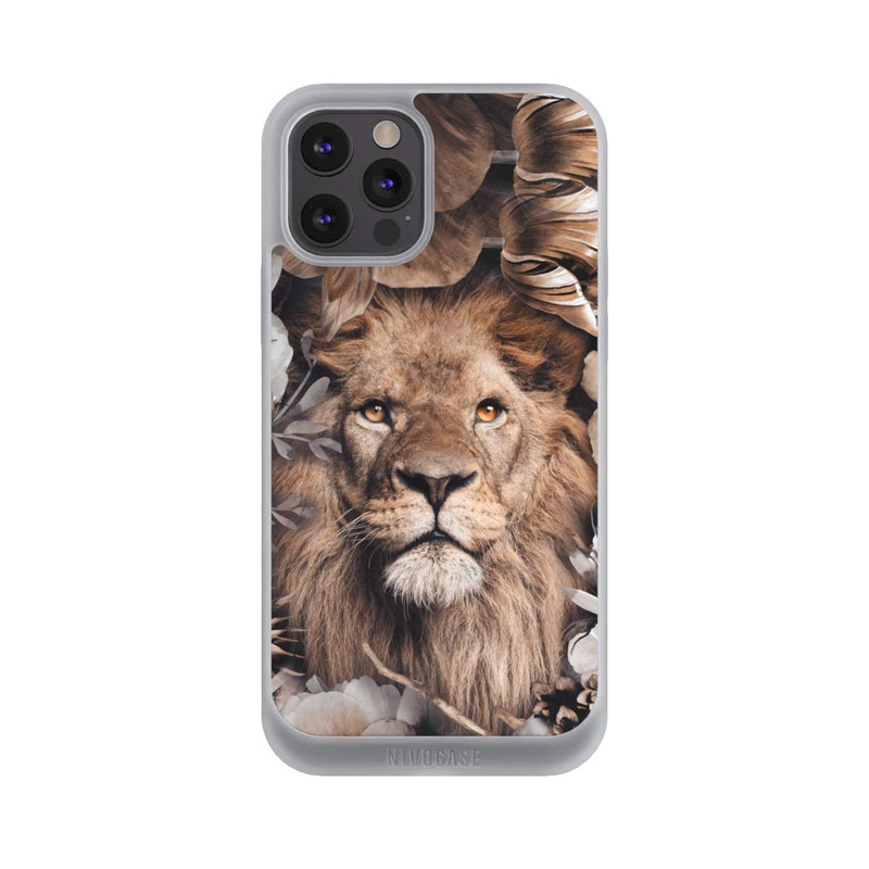 iPhone 12 Pro Max NIVOpure Löwe Blumenrahmen Beige