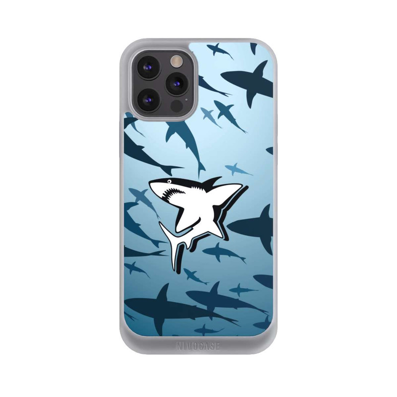 iPhone 12 Pro Max NIVOpure Haie Muster Blau