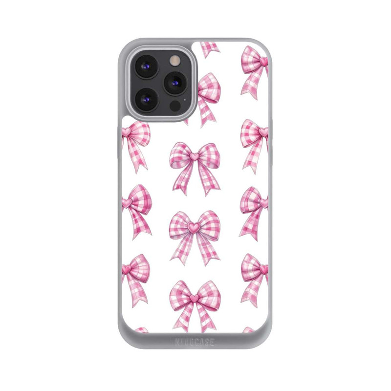 iPhone 12 Pro Max NIVOpure Pink Gingham Hearts and Bows