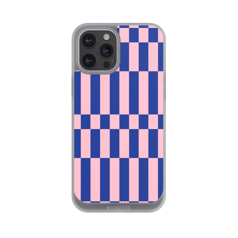 iPhone 12 Pro Max NIVOpure Checked Abstract Bold Electric Blue and Pink Color Block