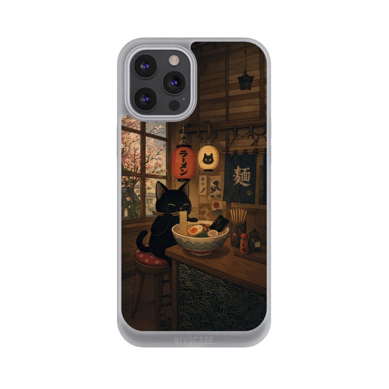 iPhone 12 Pro Max NIVOpure Ramen Bar mit schwarzer Katze mit KI