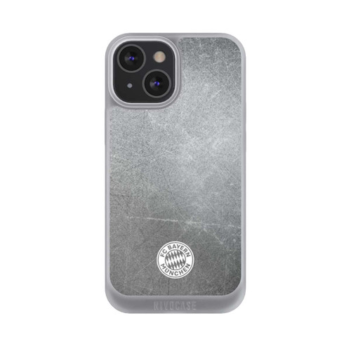 Apple iPhone 13 Mini NIVOpure Klassisches FCB Logo Klein - Weiß auf Metalllook