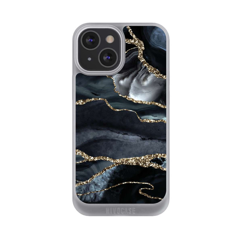 iPhone 13 Mini NIVOpure Dunkler Marmor Gold Glitzerlook