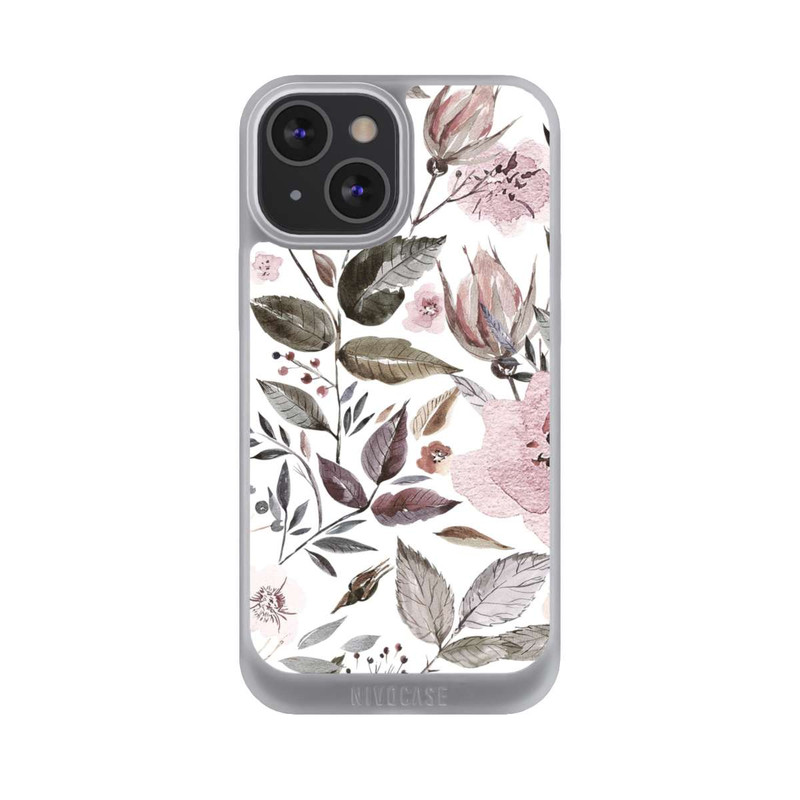 iPhone 13 Mini NIVOpure Aquarelle Fleurs Roses Brunes