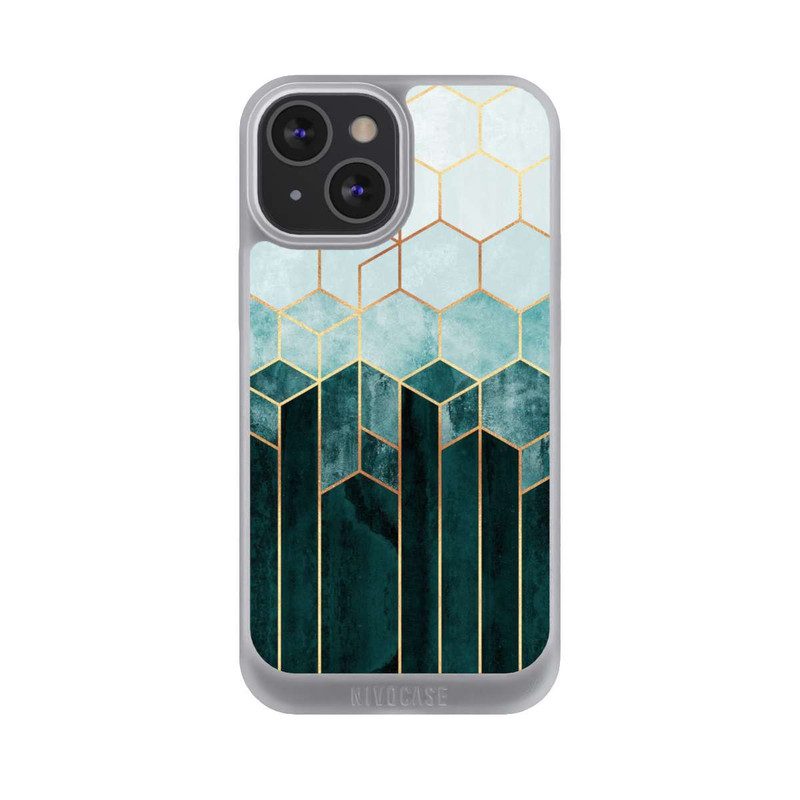 iPhone 13 Mini NIVOpure Blaugrüne Sechsecke