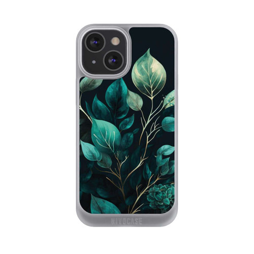 Apple iPhone 13 Mini NIVOpure Grüne Eukalyptus Blätter mit dunklem Hintergrund mit KI