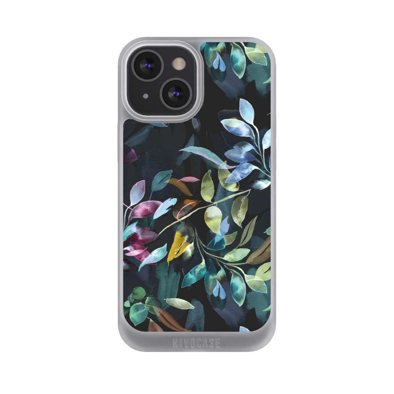 iPhone 13 Mini NIVOpure Mystische Aquarellblätter schwarz